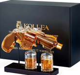 Gifts for Men Dad, Whiskey Decanter & 2 Shot Glass, Unique Dad Birthday Gift Ideas, Anniversary Stuff Gift Valentines Day Gifts for Him, Husband, Cool Pistol Holder Dispenser Present for Liquor Bar